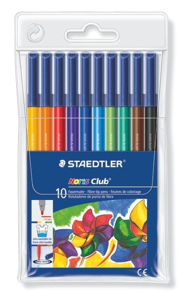 Staedtler Noris Club Fibre Tip Pens Wallet of 10 Assorted Colours 326 WP10