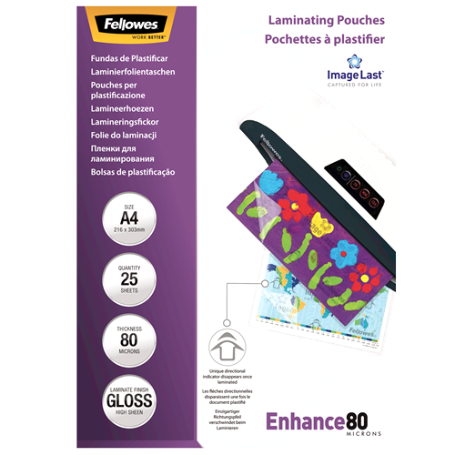 Fellowes ImageLast A4 80 Micron Laminating Pouch Pack 25