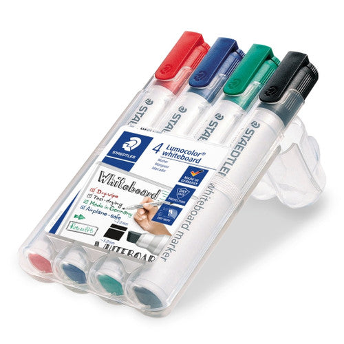 Staedtler Lumocolor Non-Permanent Chisel Tip Whiteboard Marker Wallet of 4 351 B WP4