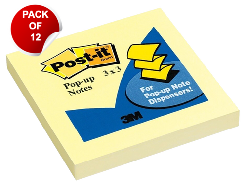 Post-it Pop-up Notes Canary Yellow 76 x 76mm 100 Sheets Pack of 12 R330-YW