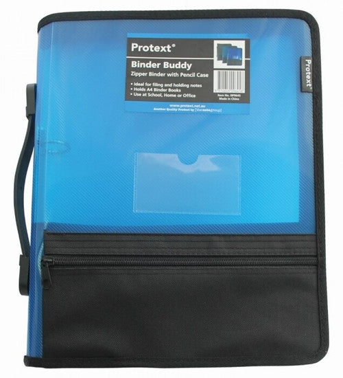 Protext Binder Buddy 25mm 2 Ring with Pencil Case and Pockets Blue