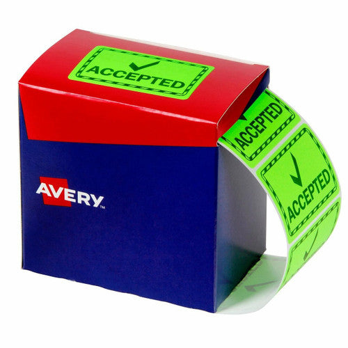Avery Accepted Fluoro Green Labels 1500 Roll 75 x 48.8mm