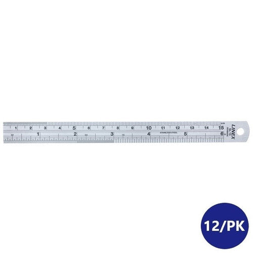 Linex Steel Ruler SL15 15cm Silver Box of 12
