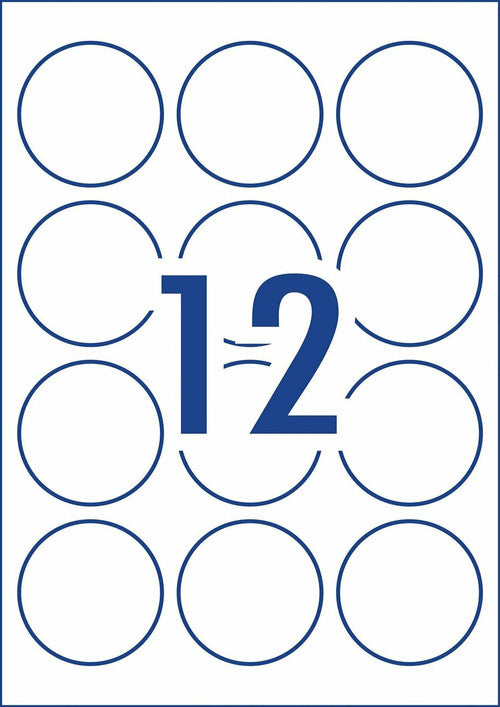 Avery Glossy White Round Labels L7105 120 Pack 60mm Diameter 12UP