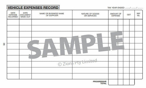 Zions Pocket Vehicle Log and Expenses Record Book