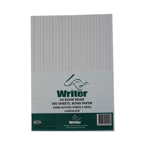 Writer A4 Exam Paper 24mm Dotted Thirds Landscape Ream 500 Sheets — front of ream