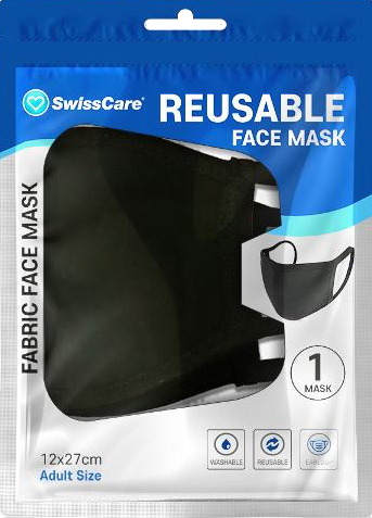 Week Pack of Fabric Soft Cotton Earloop Black Reusable Personnel Protective Face Mask (7 Masks)