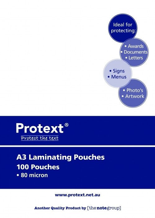 Protext Laminating Pouches A3 80 Micron Box 100 — front of box