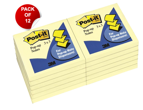 Post-it Pop-up Notes Canary Yellow 76 x 76mm 100 Sheets Pack of 12 R330-YW