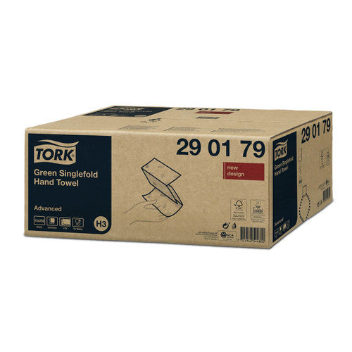 Tork Green Singlefold Hand Towel 2 Ply Advanced H3 Carton of 15 x 250 Sheets