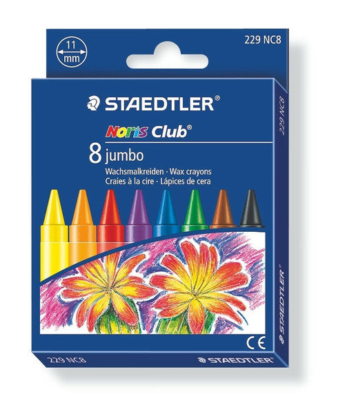 Staedtler Noris Club Jumbo Wax Crayons Box of 8 Assorted Colours 229 NC8