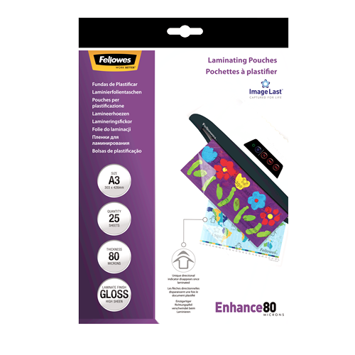 Fellowes ImageLast A3 80 Micron Laminating Pouch Pack 25