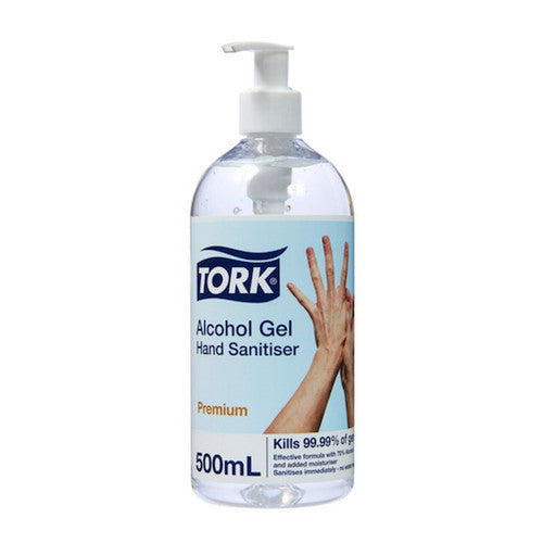 Tork Alcohol Hand Gel Sanitiser Bottle with Pump 500ml Carton of 12