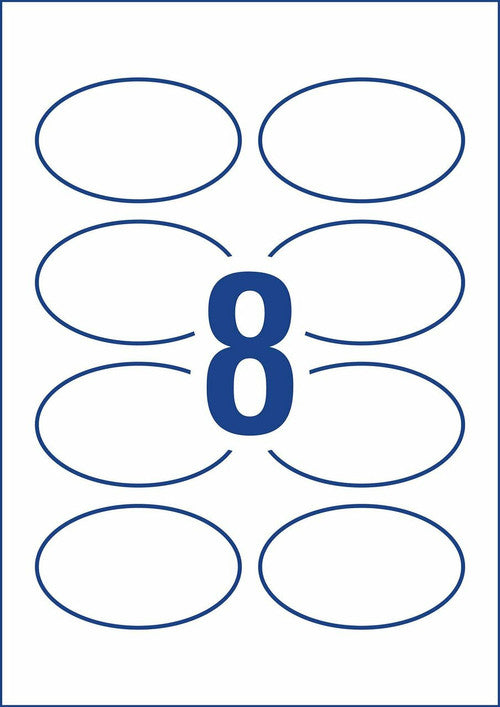 Avery Glossy White Oval Product Labels L7127 80 Pack 84.7 x 50.8mm 8UP