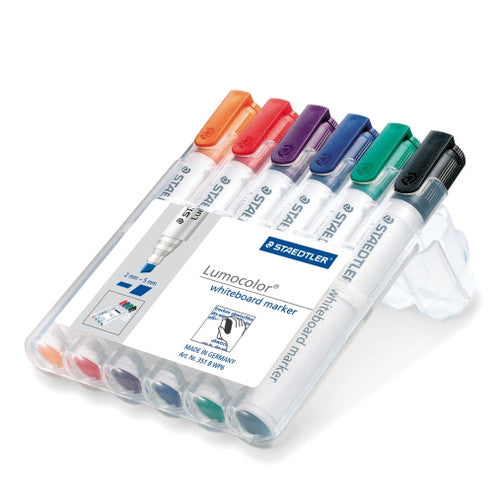 Staedtler Lumocolor Non-Permanent Chisel Tip Whiteboard Marker Wallet of 6 351 B WP6