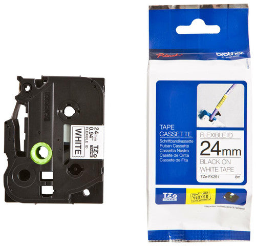 Brother TZe Flexible Tape 24mm Black on White TZEFX251