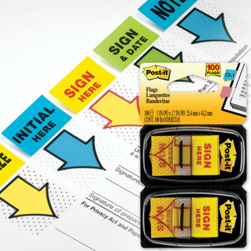 Post-it Sign Here Flags Yellow 25 x 43mm Pack of 100 680-SH2