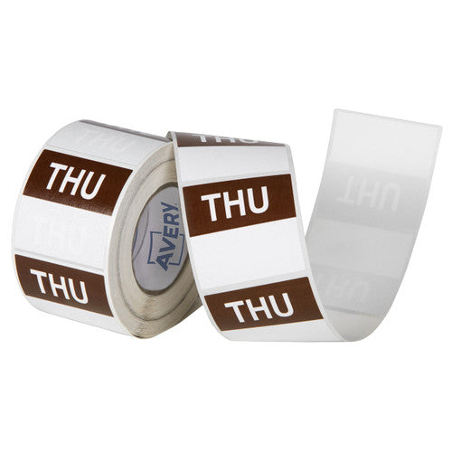 Avery Thursday Day Labels 40 x 40mm Brown White 500 Labels