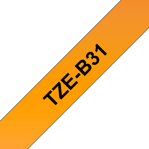 Brother TZe Tape 12mm Black on Fluoro Orange TZEB31