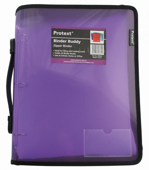 Protext Binder Buddy 25mm 3 Ring with Zipper and Handle Purple