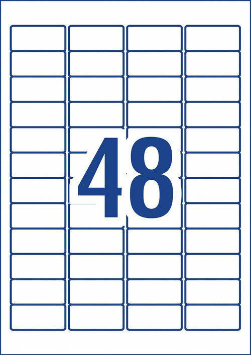 Avery Ultra-Resistant Chemical Grade Labels 45.7 x 21.2mm Laser Extra Strong Permanent 480 Labels 10 Sheets 48UP