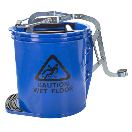 Cleanlink 12004CM Mop Bucket Heavy Duty Metal Wringer 16 Litre Blue