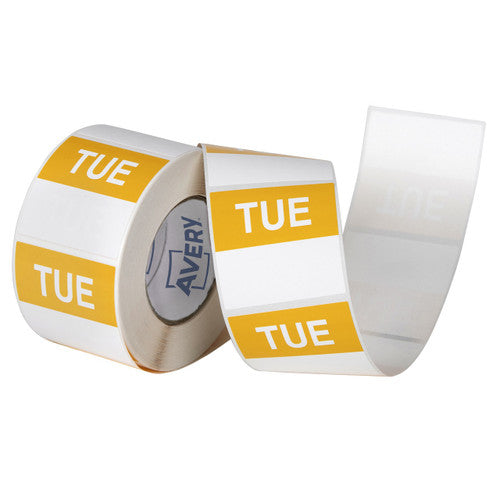 Avery Tuesday Day Labels 40 x 40mm Removable Yellow White 500 Labels