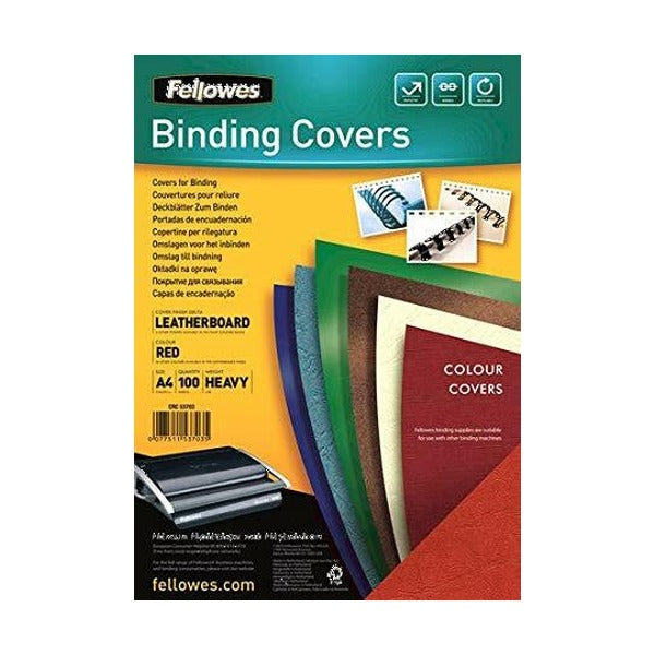 Fellowes Binding Covers Leatherboard A4 Red