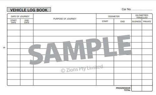 Zions Pocket Vehicle Log and Expenses Record Book