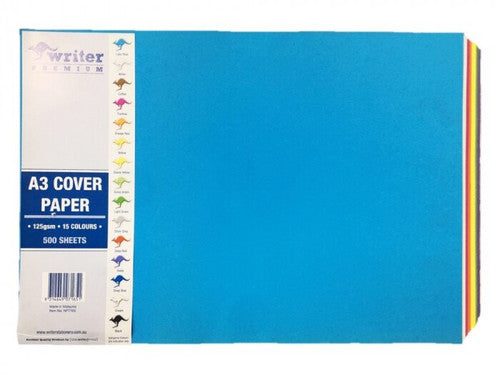 Writer Premium A3 Cover Paper 125gsm 15 Colours Ream of 500 Sheets
