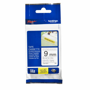 Brother TZe Strong Adhesive Tape 9mm Black on White TZES221