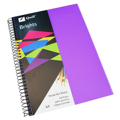 Quill Visual Art Diary PP 110gsm A4 120 Pages Dark Purple Pack of 5