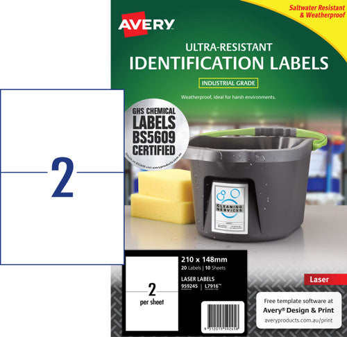 Avery Ultra Heavy Duty Labels L7916 210 x 148mm 10 Pack 2UP