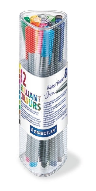 Staedtler Triplus Fineliner Tin of 12 Assorted Colours 334 PR12