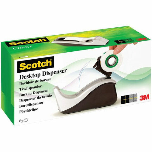 Scotch Desktop Tape Dispenser (No Tape) C60-ST Silver Black