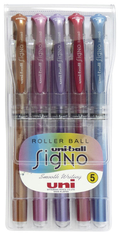 Uni-Ball Signo Broad Gel Ink Pens 1.0mm Metallic Assorted Pack of 5