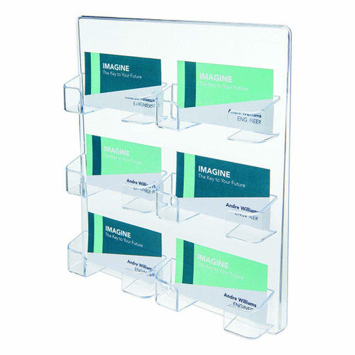 Deflecto Wall Mount Business Card Holder 6 Pocket Landscape Clear