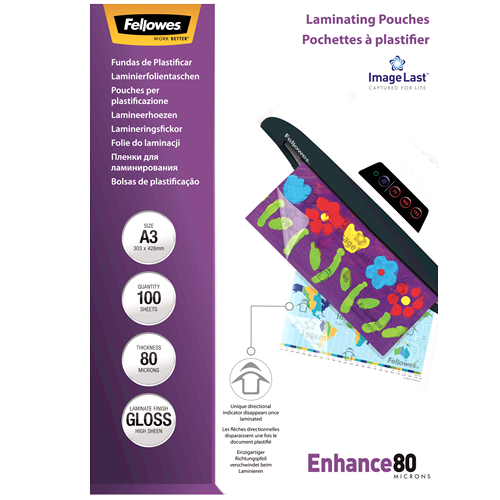 Fellowes ImageLast A3 80 Micron Laminating Pouch Pack 100