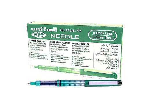 Uni-Ball Eye Needle UB-185S Liquid Ink Pen 0.5mm Green Box of 12