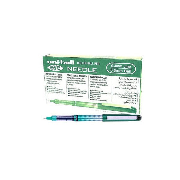 Uni-Ball Eye Needle UB-185S Liquid Ink Pen 0.5mm Green Box of 12