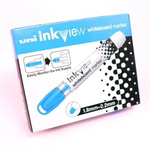 Uni Inkview Whiteboard Marker Bullet Tip 1.8mm Blue Box of 12