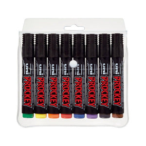 Uni Prockey PM-1228C Permanent Marker 1.8mm Bullet Tip Assorted Wallet of 8
