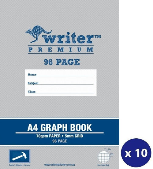 Writer Premium Graph Book A4 96 Page 5mm Hammer Cover Pack 10 — front cover