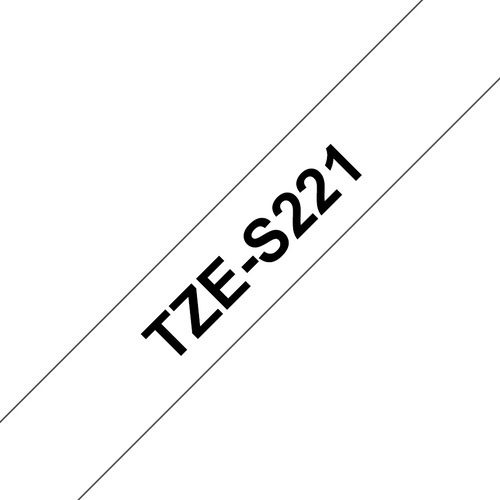 Brother TZe Strong Adhesive Tape 9mm Black on White TZES221