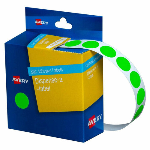 Avery Fluoro Green Dispenser Labels Circle 14mm 700 Pack