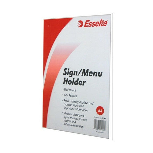 Esselte 47580 Sign or Menu Holder Wall Mount Portrait A4