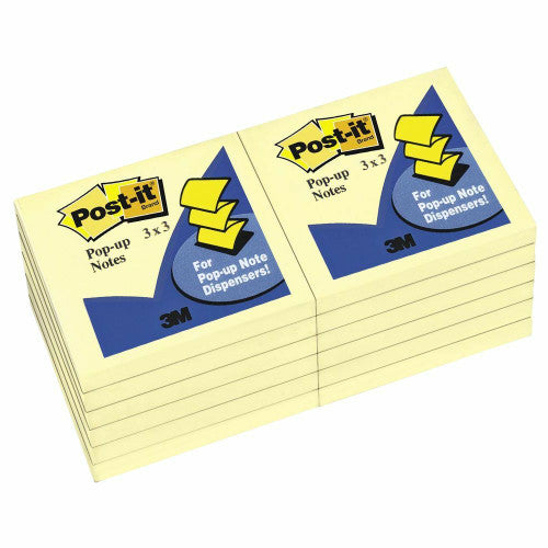 Post-it Pop-up Notes Canary Yellow 76 x 76mm 100 Sheets Pack of 12 R330-YW