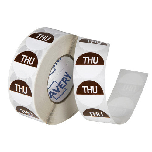 Avery Thursday Day Labels 24mm Removable Brown White 1000 Labels