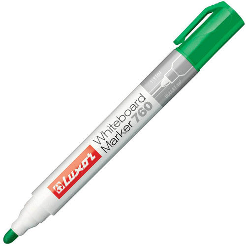 Luxor Non-Permanent Whiteboard Marker Bullet Green Box of 10