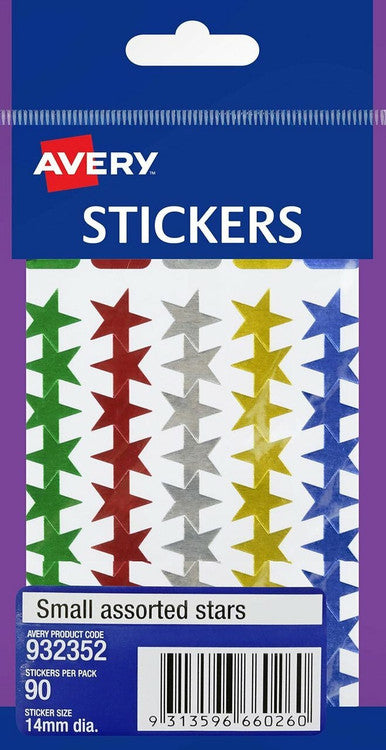 Avery Assorted Multi-Purpose Stickers Small Stars 90 Pack